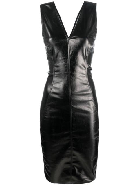 Rick Owens glossy-finish V-neck dress