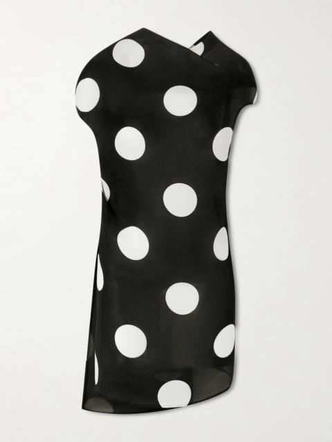 KHAITE Tatia Draped Polka-dot Silk Mini Dress