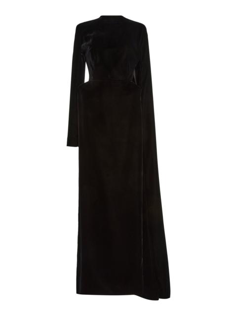 Hourglass Velvet Cape Gown black