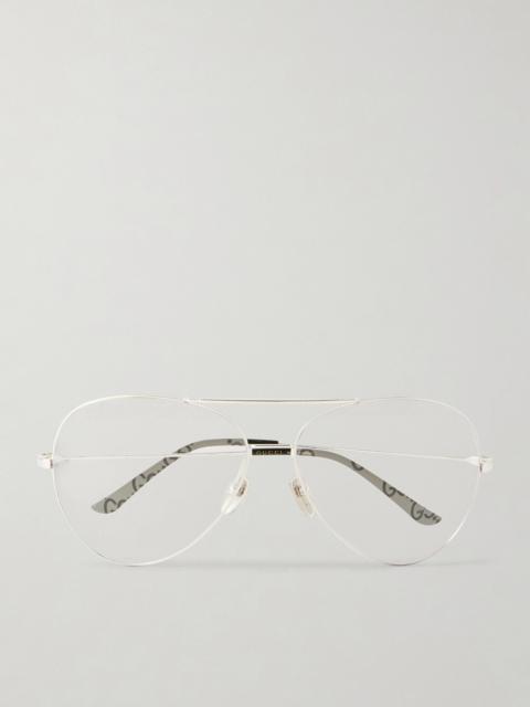 GUCCI Aviator-style Silver-tone Sunglasses