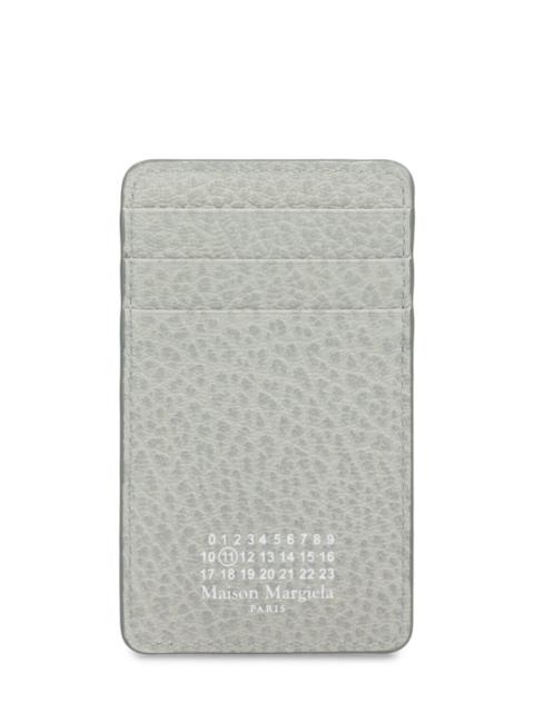 Grainy leather vertical card holder
