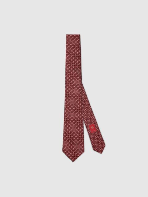 GUCCI Horsebit silk jacquard tie
