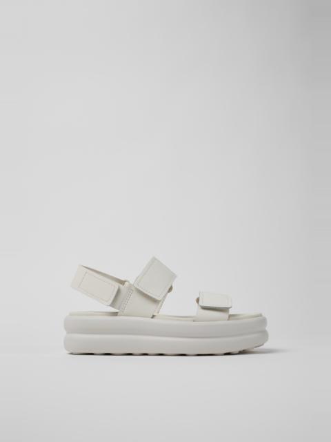 CAMPER Pelotas Flota Up White Leather Sandals for Women.