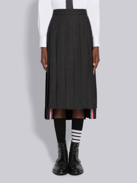 Dark Grey Super 120's Twill Below Knee Pleated Skirt