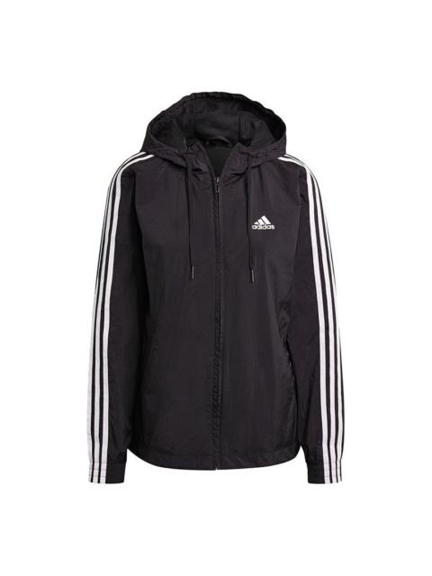 adidas (WMNS) adidas 3-Stripes Hooded Windbreaker Jacket 'Black White' GR9602