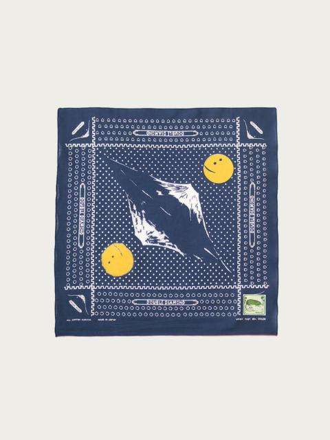Kapital Fastcolor Selvedge Bandanna (Mirrored Fuji PROFILE RAINBOWY) - Navy