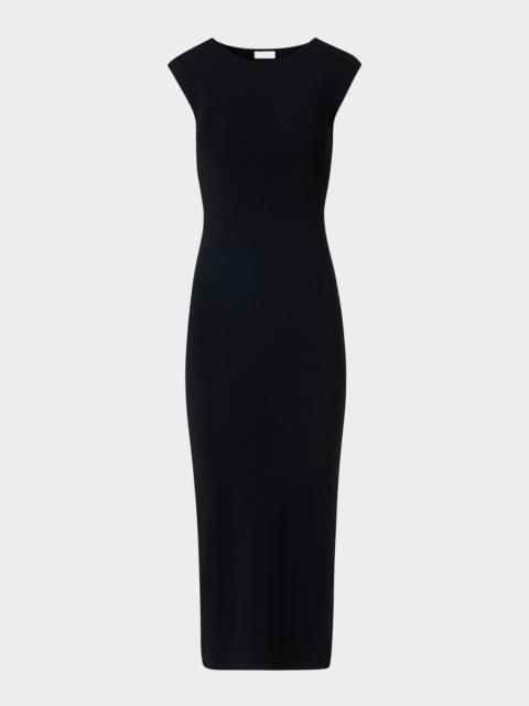 AKRIS Sleeveless Viscose Jersey Back-Cutout Midi Dress