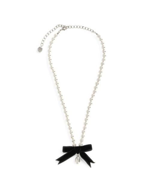 self-portrait Self-portrait Black Bow Pearl Necklace