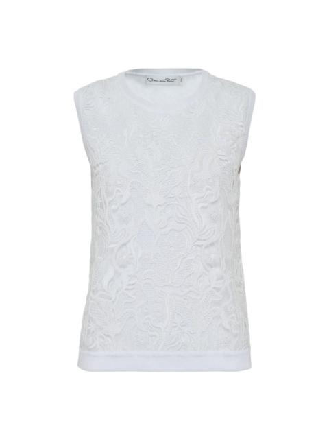 Oscar de la Renta Bellflower Guipure Tank