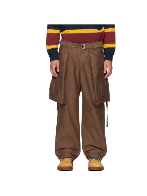 sacai Brown Sueded Cotton Cargo Pants