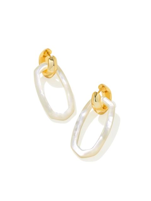 KENDRA SCOTT Danielle Gold Convertible Link Earrings in Ivory Mother-of-Pearl