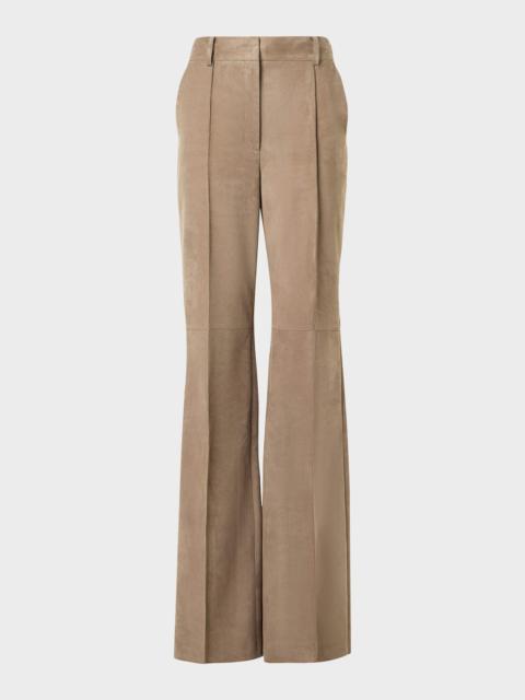 AKRIS Pintuck Suede Wide-Leg Trousers