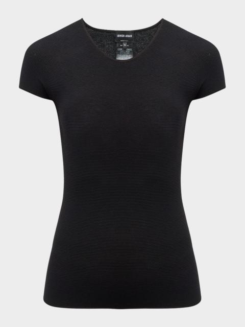 GIORGIO ARMANI Scoop-Neck Short-Sleeve Tee, Black