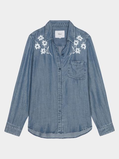 Rails Ingrid Flower-Embroidered Denim Shirt