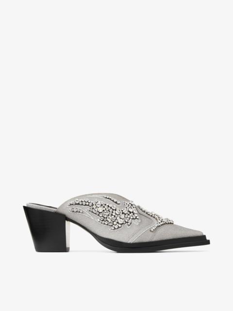 JIMMY CHOO Cece Mule II 60
Silver Glitter Crystal Mules