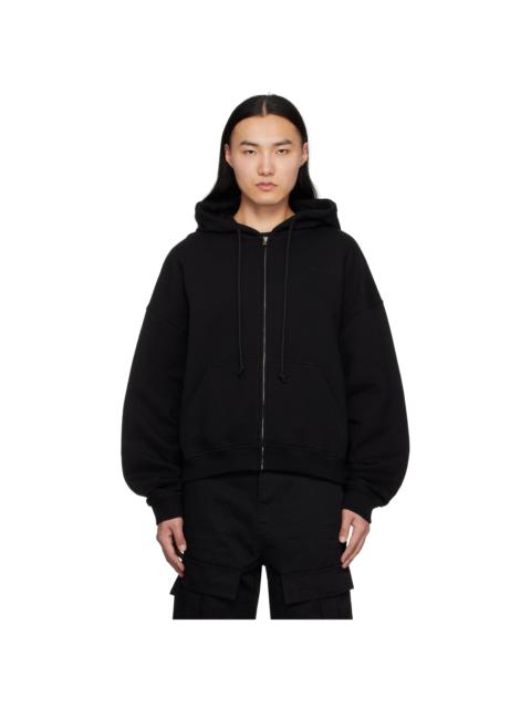 Black Logo-Appliquéd Printed Cotton-Jersey Zip-Up Hoodie