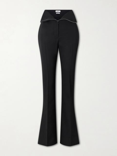 Alexander McQueen Pleated Zip-detailed Wool Flared Pants