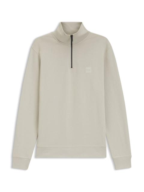 BOSS COTTON-TERRY SWEATSHIRT WITH ZIPPER COLLAR