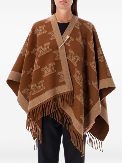 Max Mara monogram fringed poncho