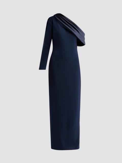 BADGLEY MISCHKA Women's Draped One-Shoulder Column Gown - Navy