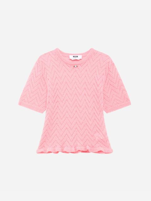MSGM Sweater in mohair blend with micro ruffles