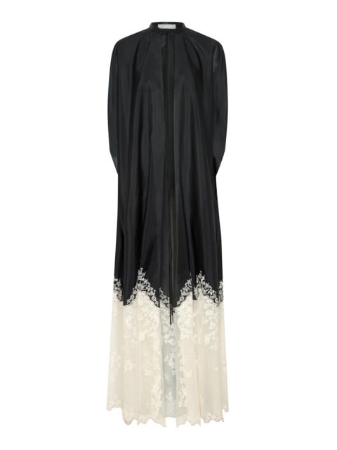 GABRIELA HEARST Dimsdale Embroidered Cape in Black Multi Silk Organza