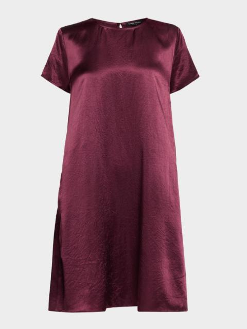 EILEEN FISHER Short-Sleeve Satin Mini Shift Dress