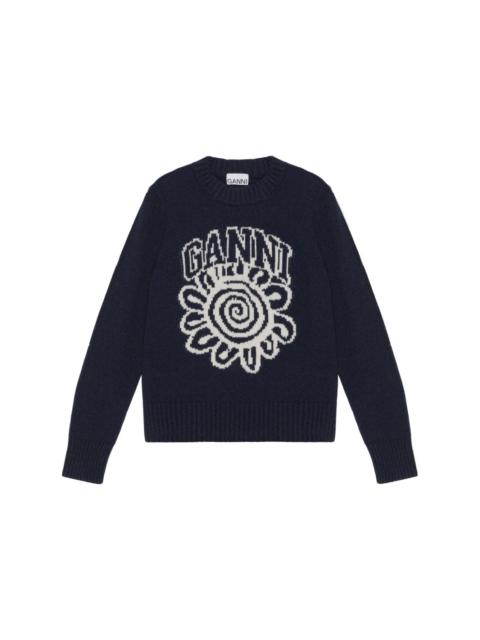 GANNI logo-intarsia jumper