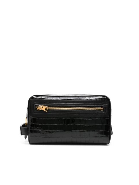 TOM FORD crocodile-effect leather wash bag