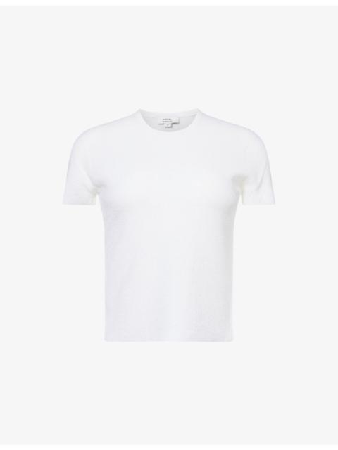 Vince Round-Neck Textured Wool-Blend Top