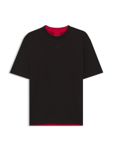 HUGO EMBROIDERED-LOGO T-SHIRT IN STRETCH COTTON