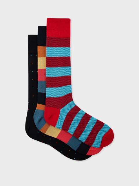 'Artist Stripe' Mixed Socks Three Pack