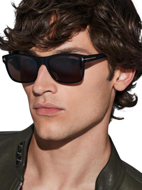 TOM FORD Men's 59MM Square Sunglasses - Matte Black Blue Smoke