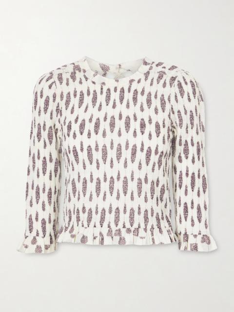 Isabel Marant Open-back Ruffled Floral-print Smocked Cotton Blouse