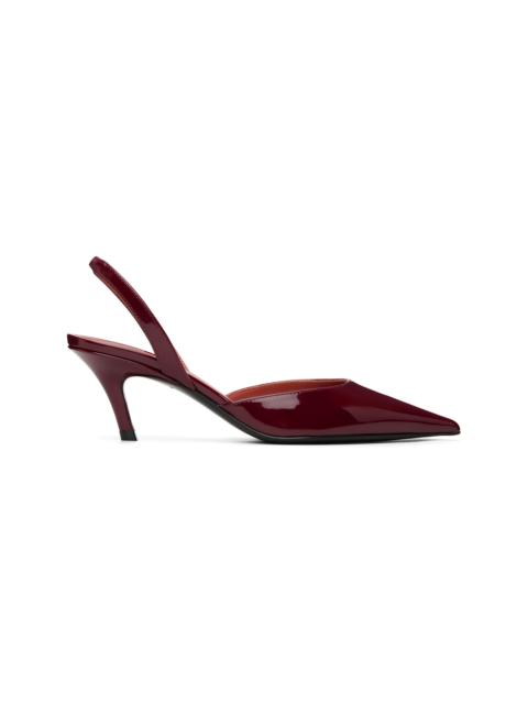 Amina Muaddi Burgundy Sofia 60 Sling Heels