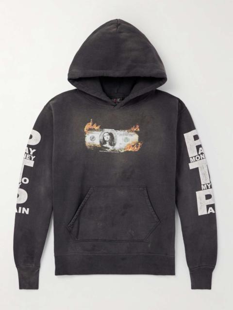 SAINT M×××××× Pay Money to My Pain Distressed Printed Cotton-Jersey Hoodie