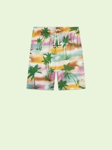 GUCCI Viscose silk shorts with print