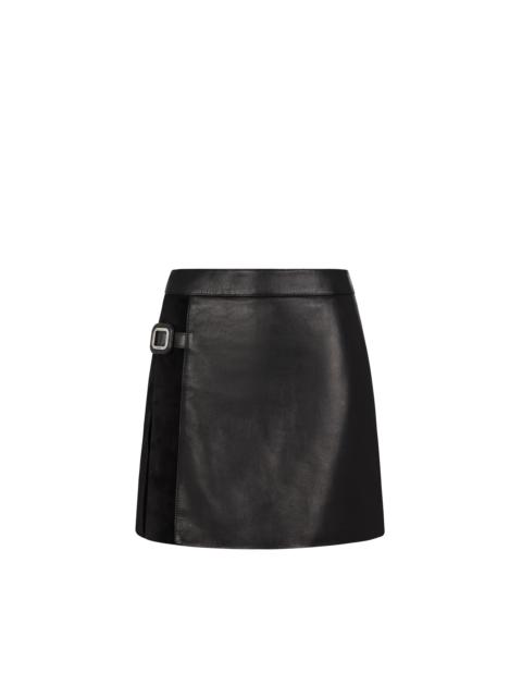 SHINY GOAT PLONGE' AND CASHMERE SUEDE MINI SKIRT