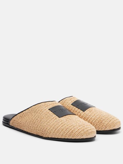 Givenchy Label leather-trimmed woven mules