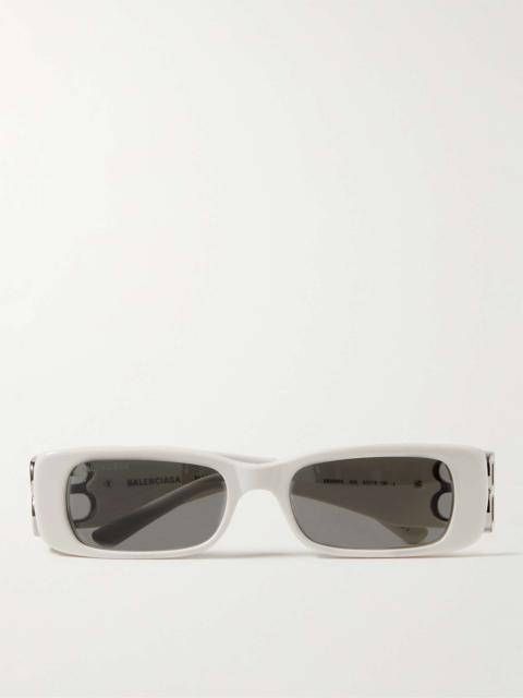 BALENCIAGA Rectangular-Frame Acetate and Silver-Tone Sunglasses