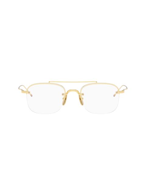 Thom Browne Gold Titanium Semi-Rimless Pilot Glasses