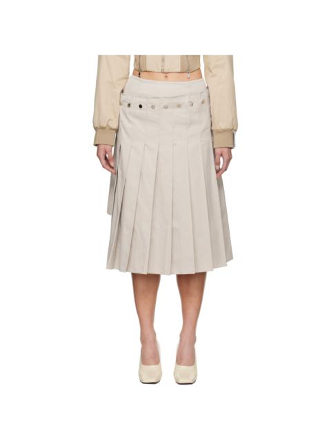 rokh Beige Double Layered Pleated Midi Skirt