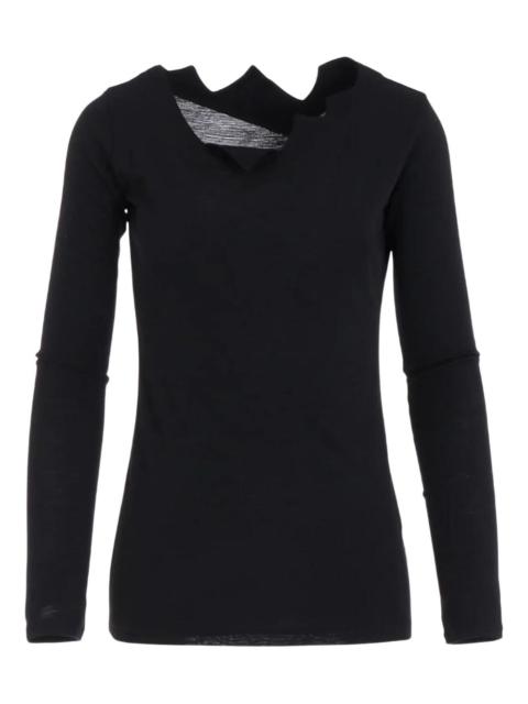 Yohji Yamamoto zig-zag neckline long-sleeves top