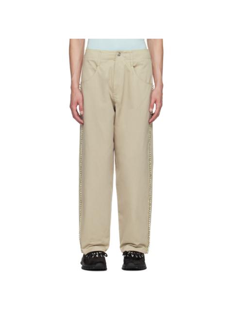 Beige Embroidered Trousers