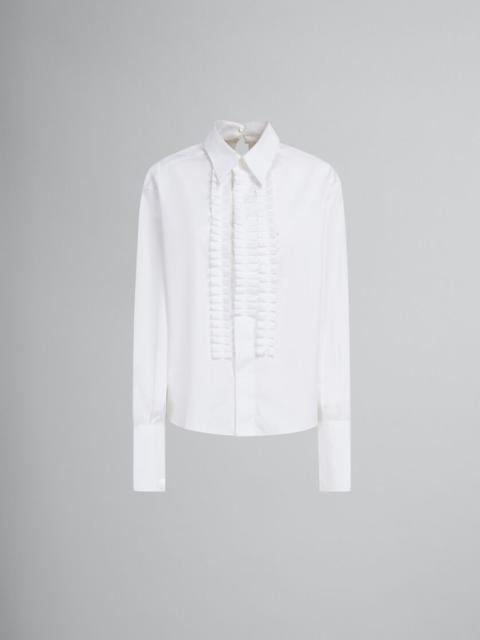 WHITE ORGANIC POPLIN SHIRT WITH RUFFLES