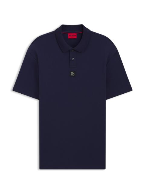 HUGO INTERLOCK-COTTON POLO SHIRT WITH STACKED LOGO