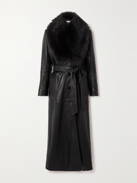 NOUR HAMMOUR + Net Sustain Dakota Belted Shearling-trimmed Leather Coat