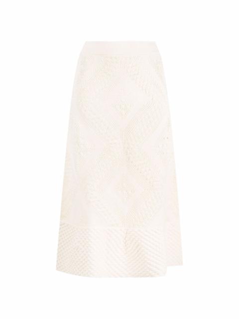 open-knit patterned midi skirt