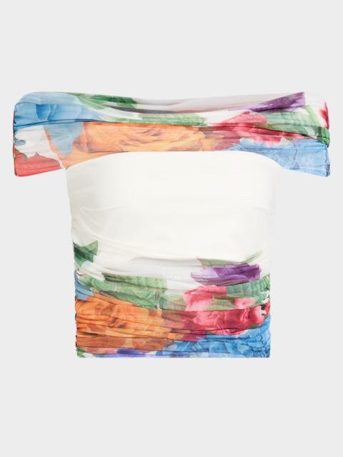 Alice + Olivia Isadola Folded Off-Shoulder Ruched Top