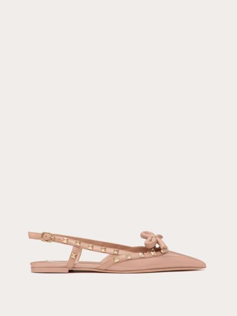 ROCKSTUD BOW SLINGBACK BALLERINAS IN PATENT LEATHER